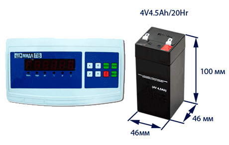 Аккумулятор 4V/4.5Ah для весов МИДЛ МП 150 ВЖА Ф-2